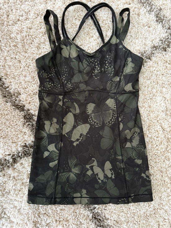 lululemon athletica Tops - lululemon athletica Black and Olive Green Butterfly Print Tank Top
